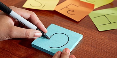After identifying the rules, assign a specific color of Post-it® Super Sticky Note for each individual element