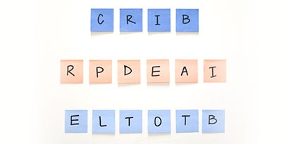 Write the words in large letters on Post-it® Super Sticky Notes, with one letter on each note
