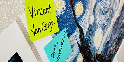 stick Post-it® Notes on the works as to label them with the correct artist, style and time period it was painted in