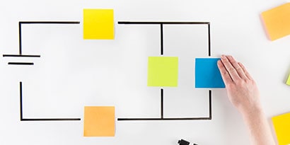 Gunakan Post-it® Super Sticky Notes untuk mewarnai kode resistor di dalam diagram