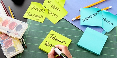 Next, label a different color of Post-it® Notes with artist's style/time period